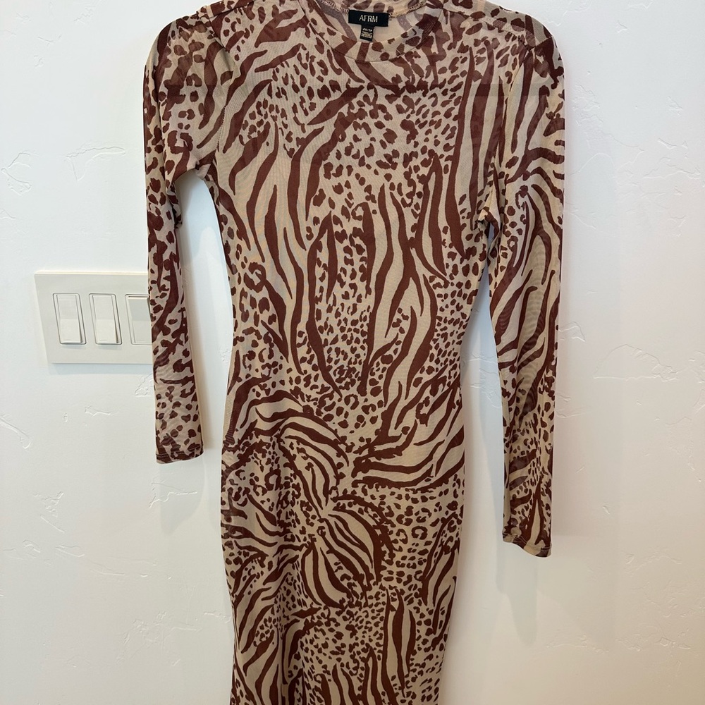 Animal Print Long Sleeve Dress